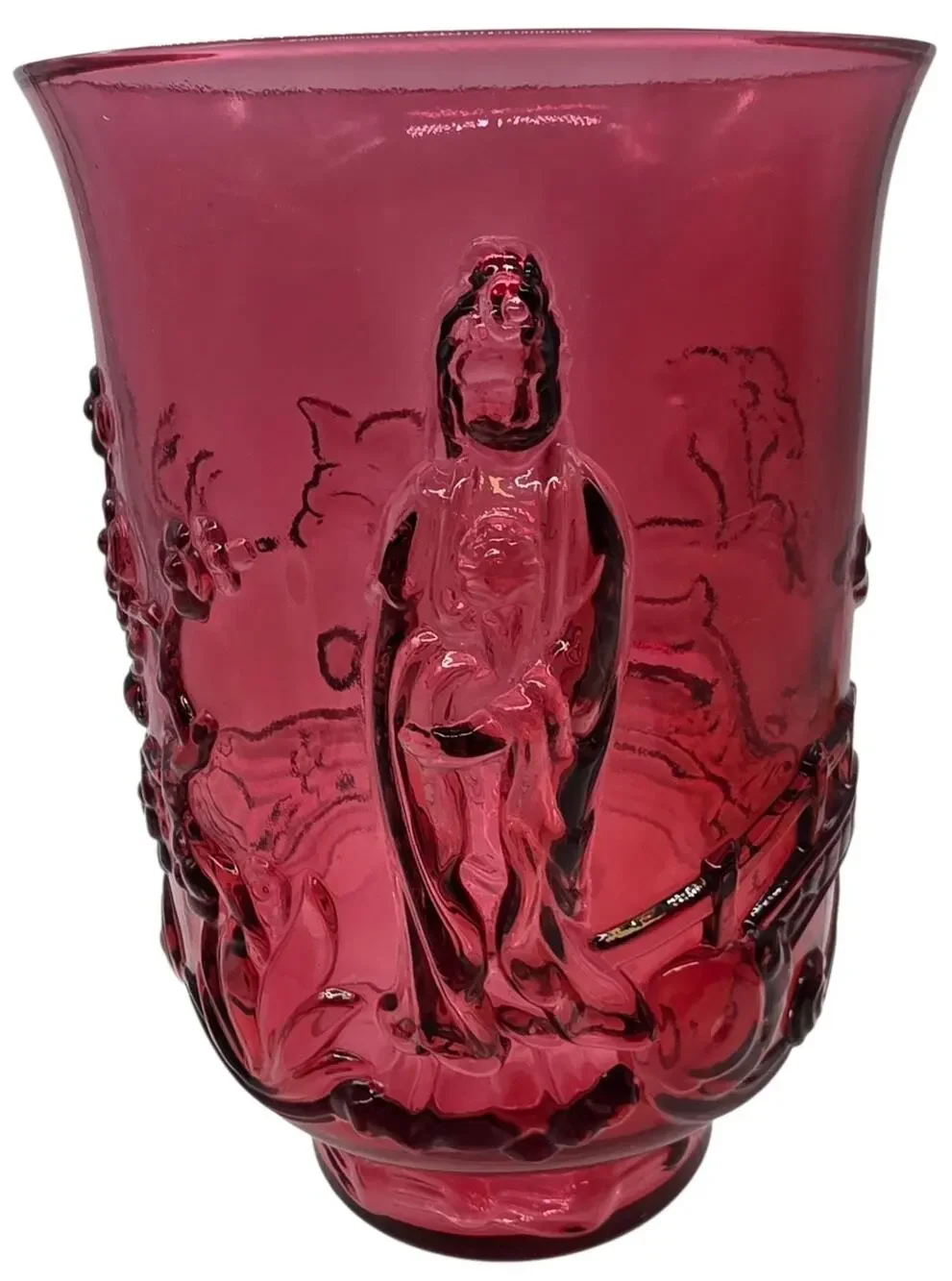VINTAGE FENTON CRANBERRY EMPRESS VASE 7 1/2
